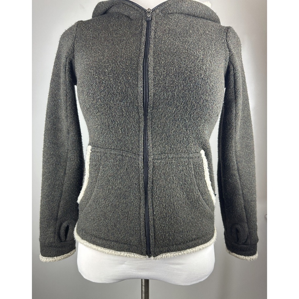 Kuhl Apres Alfpaca Fleece Full Zip Hooded Jacket Sherpa Brown Cozy Warm Size XS - Picture 6 of 16